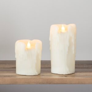 2er Set LED Kerzen Echtwachs mit Wachstropfen Timer