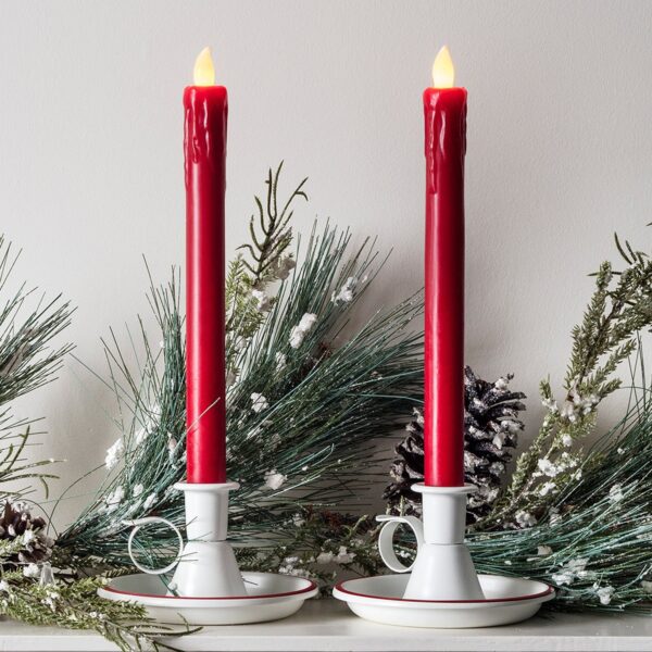 2er Set LED Stabkerzen Echtwachs Rot