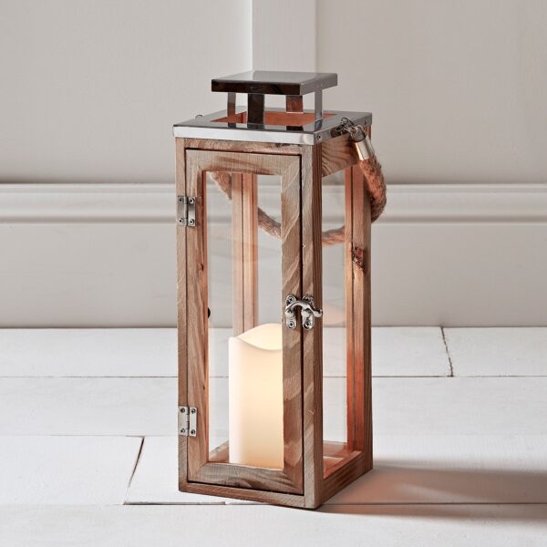 Große Salcombe Holz LED Laterne