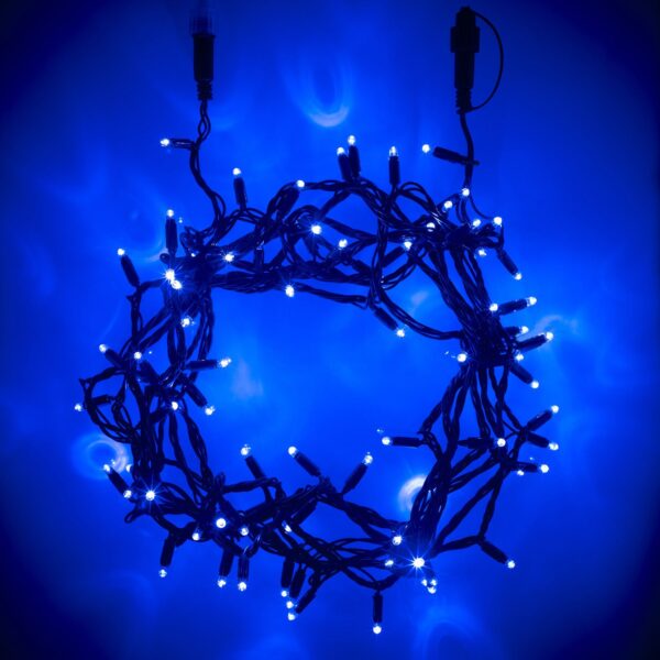 Core Connect 10m 100er LED Lichterkette blau koppelbar grünes Kabel