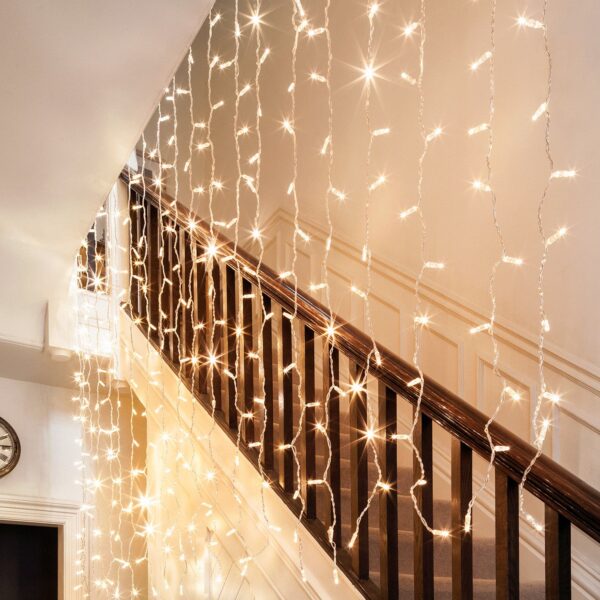 Core Connect 2m x 2m 192er LED Lichtervorhang warmweiß koppelbar transparentes Kabel