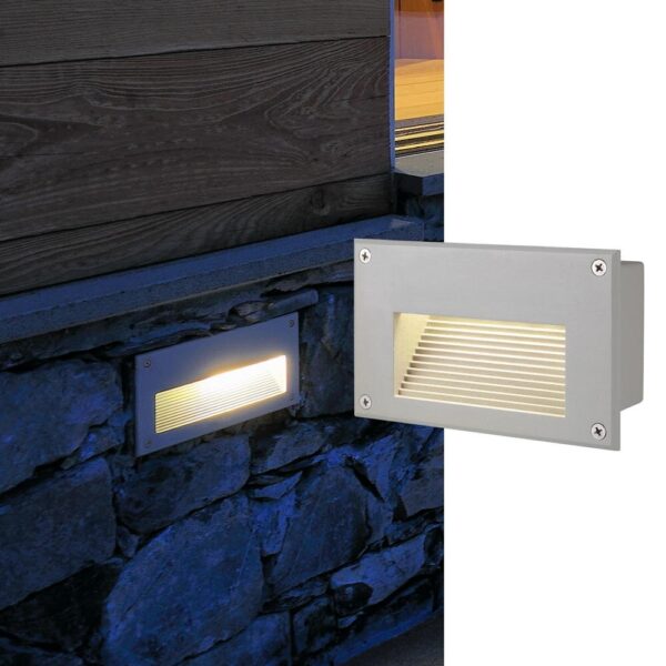 Downunder LED Wandeinbauleuchte Brick, silbergrau, 3000 K